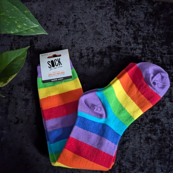 Other - Sock It To Me Rainbow Striped Socks. Wide Calf.